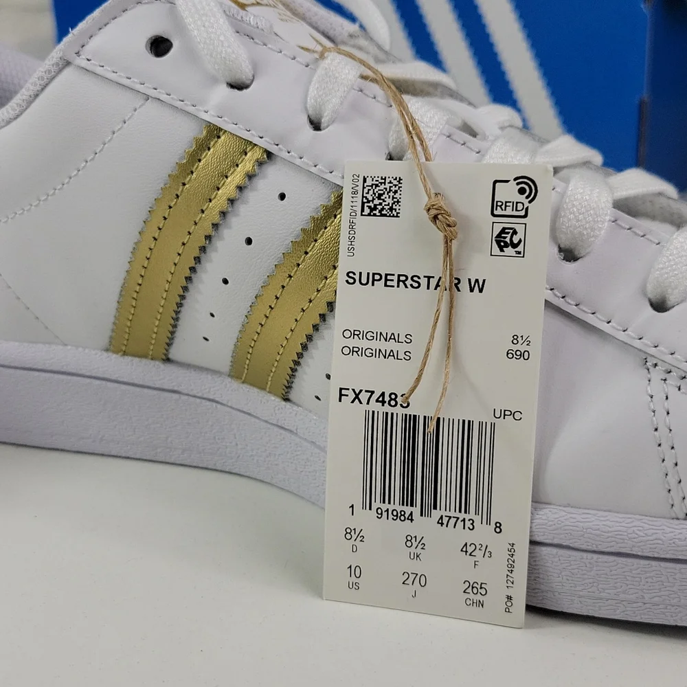 Adidas Originals Superstar White / Gold Womens Sizes - Picture 6 of 8